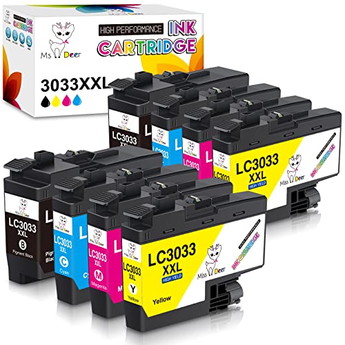 Miss Deer LC3033 BK/C/M/Y Ink Cartridges Compatible Replacement Ink for Brother LC3033 LC3033XXL 3033 LC3035, Work for Brother MFC-J995DW MFC-J805DW MFC-J815DW, 2 Sets