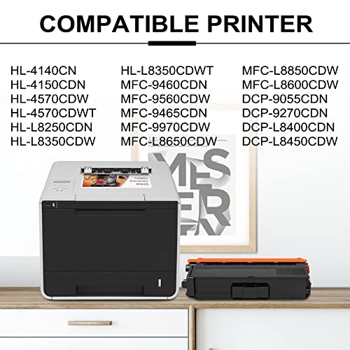TN336 High Yield Toner Cartridge: 4-Pack TN336BK, TN336C, TN336M, TN336Y Replacement for Brother TN-336 for HL-L8350CDW HL-4150CDN MFC-L8850CDW MFC-9970CDW MFC-L8600CDW Printer