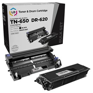 ld compatible-toner-cartridge-drum unit replacements for brother tn650 high yield & dr620 (1 toner, 1 drum, 2-pack)