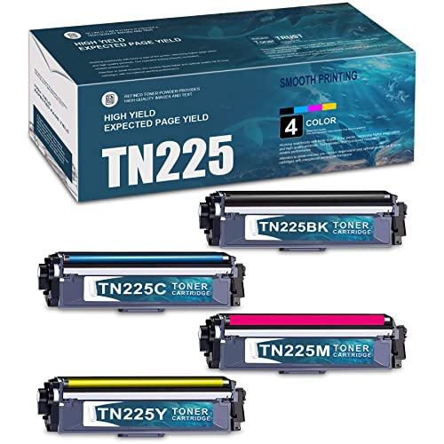 TN225 Toner 4 Pack (1BK+1C+1M+1Y) TN225BK / TN225C / TN225M / TN225Y Compatible Toner Cartridges Replacement for HL-3140CW 3150CDN 3170CDW 3180CDW Printers Toner -by NITROINK