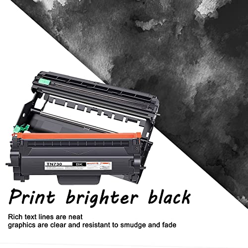 1 Pack TN730 Toner Cartridge & 1 Pack DR730 Drum Unit Compatible TN730 DR730 Replacement for Brother DCP-L2550DW MFC-L2710DW L2750DW L2750DWXL HL-L2350DW L2370DW L2390DW L2395DW Printer