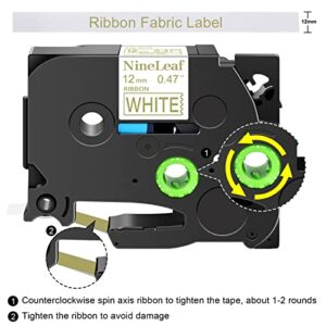 NineLeaf 4 Pack Compatible for Brother P-Touch TZeR234 TZe-R234 TZ-R234 TZR234 Gold on White 12mm 1/2'' 0.47'' Embellish Satin Ribbon Fabric Tapes Work with PT-D600 PT-P710BT 1500 1600 Label Maker