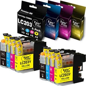 easyprint (2x set combo, 2xbcmy) compatible lc203xl lc201xl ink cartridge lc203 lc201 used for mfc-j4320dw, mfc-j4420dw, mfc-j460dw, mfc-j480dw, mfc-j680dw, mfc-j880dw, mfc-j885dw, (total 8-pack)