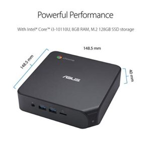 ASUS Chromebox 4 with Intel® Core™ i3-10110U, 8GB RAM, M.2 128GB SSD storage, Power / DisplayPort Over Type C, Dual HDMI, Gigabit LAN, WiFi 6, MicroSD Card Reader, VESA Mount, Chrome OS