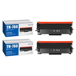 NUCALA High Yield Toner Cartridge TN-760 Black Compatible Cartridge TN760 Toner Cartridge Replacement for Brother MFC-L2710DW MFC-L2750DW MFC-L2750DWXL HL-L2350DW HL-L2370DW/DWXL Printer - 2 Pack