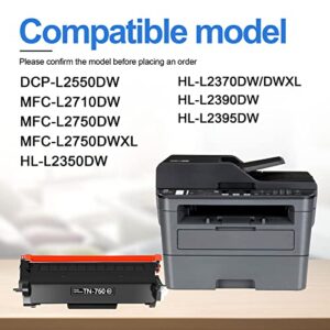 NUCALA High Yield Toner Cartridge TN-760 Black Compatible Cartridge TN760 Toner Cartridge Replacement for Brother MFC-L2710DW MFC-L2750DW MFC-L2750DWXL HL-L2350DW HL-L2370DW/DWXL Printer - 2 Pack