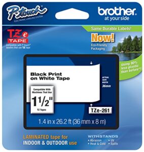 genuine brother 1-1/2 (36mm) black on white tze p-touch tape for brother pt-9600, pt9600 label maker