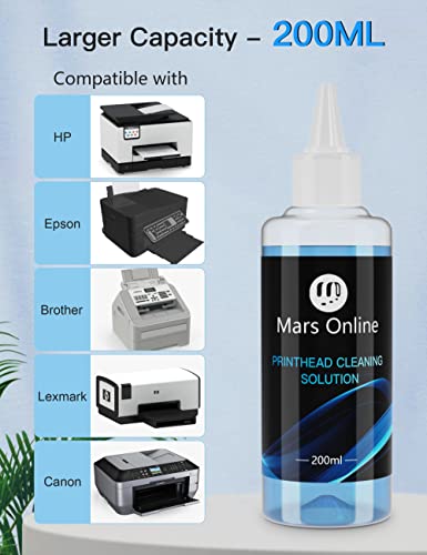 Mars Online Printhead Cleaning Kit 200ML Inkjet Printer Head Cleaner Compatible for HP/Epson/Brother/Canon 8600 8610 8035 8710 6700 6900 / Epson 1430 2720 et-2720 et-2750, Kit 4