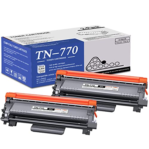 TN770 Toner Cartridge Compatible 2 Pack Extra high Yield TN-770 Black Replacement for Brother TN770 TN-770 for Brother DCP-L2550DW MFC-L2710DW L2750DW L2750DWXL HL-L2350DW L2390DW L2395DW Printer