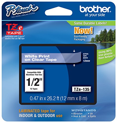 2/Pack Genuine Brother 1/2" (12mm) White on Clear TZe P-touch Tape for Brother PT-2730, PT2730 Label Maker