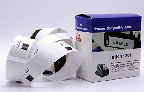 IDIK-11201 Replacement Labels Compatible with Brother DK-1201 Standard Address Label 29mm x 90mm x 400pcs/roll Packed in Individual Printed Retail Box with Permanent Cartridge