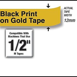 Brother M831 M Series Labeling Tape for P-Touch Labelers, 1/2-Inch W, Black On Gold