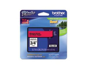 brother part# tze-441 label tape (oem) 3/4″ black on red