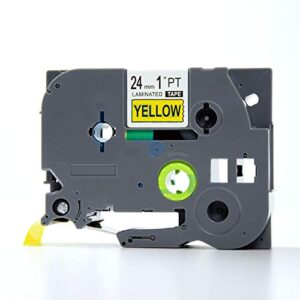 idik 1pk black on yellow extra strength laminated label tape compatible for brother p-touch tze-s651 tz s651 tze s651(24mm x 8m)