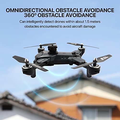 The Bigly Brothers E58 Mark V Extremis 1080P Drone with Camera, Brushless Motors, 360 degrees of obstacle avoidance, 2 Batteries included, below 249 Grams, NO ASSEMBLY REQUIRED, Ready to Fly ! - Black