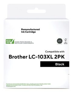 hitouch business services remanufactured black high yield ink cartridge replacement for brother lc103bk, 2/pack