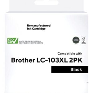 HiTouch Business Services Remanufactured Black High Yield Ink Cartridge Replacement for Brother LC103BK, 2/Pack