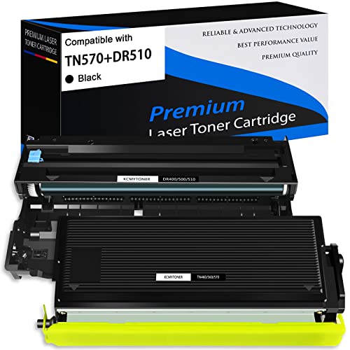 KCMYTONER Compatible Replacement for Brother TN570 DR510 Toner Cartridge and Drum Unit Combo Set Use with DCP-8040 DCP-8045D HL-5140 MFC-5150DLT Printers (1 Toner and 1 Drum)