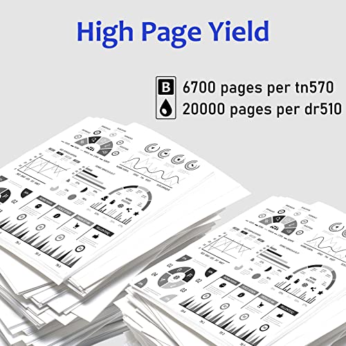 KCMYTONER Compatible Replacement for Brother TN570 DR510 Toner Cartridge and Drum Unit Combo Set Use with DCP-8040 DCP-8045D HL-5140 MFC-5150DLT Printers (1 Toner and 1 Drum)