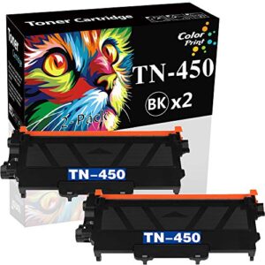 colorprint compatible toner cartridge replacement for brother tn450 tn-450 tn420 used for hl-2270dw hl-2280dw hl-2230 hl 2240d mfc-7860dw mfc 7360n 7460dn dcp 7065dn 7060d printer (2-pack, black)