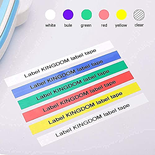 6 Color + 2 White Compatible Label Tape for Brother P-Touch TZe Tape 12mm 0.47 Inch Laminated for PTouch PT-D210 PT-H110 PT-D400 Label Maker, Black on White/Orange/Red/Blue/Yellow/Green, 8Pack