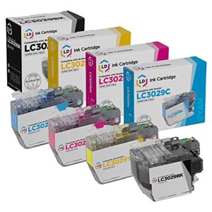ld compatible ink cartridge replacement for brother lc3029 super high yield (black, cyan, magenta, yellow, 4-pack)