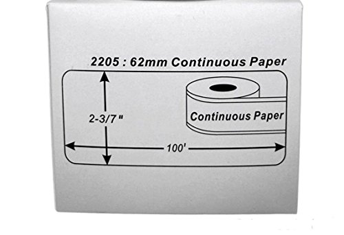 Brother Genuine DK-2205 5-Pack Black Print on White Continuous Length Paper Tape, 2.4" Wide x 100' Long (62mm x 30.4M)/per roll