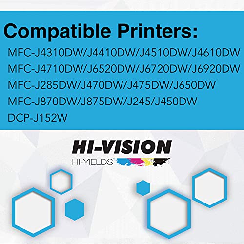 HI-VISION HI-YIELDS Compatible LC-103XL Ink Cartridges Replacement for Brother LC103XL 103XL Work with MFC-J4310DW J4410DW J4510DW J4610DW J4710DW, (3X Cyan, 3X Magenta, 3X Yellow, Total 9-Pack)