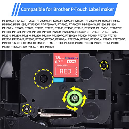 USUPERINK 1PK Compatible for Brother P-Touch Label Maker Tape TZe-445 TZ-445 TZe445 TZ445 White on Red 18mm 3/4 inch 0.7'' x 26.2ft Laminated TZe TZ Label Tape for PT-D600 D400 D450 H300