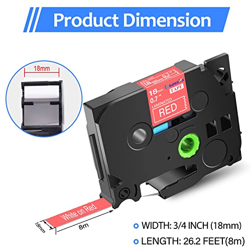USUPERINK 1PK Compatible for Brother P-Touch Label Maker Tape TZe-445 TZ-445 TZe445 TZ445 White on Red 18mm 3/4 inch 0.7'' x 26.2ft Laminated TZe TZ Label Tape for PT-D600 D400 D450 H300