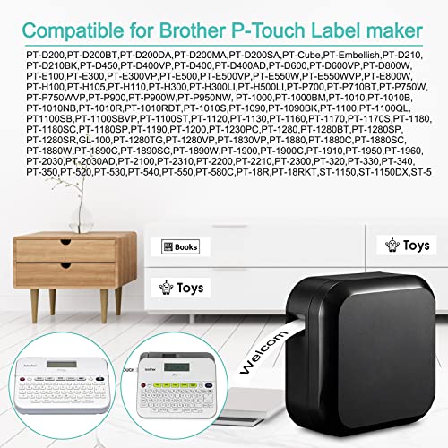 NineLeaf 30PK Compatible for Brother P-Touch TZe-FX221 TZ-FX221 TZ 9mm 0.35 Inch 3/8'' Black on White Flexible ID Cable Label Tape Work in PT-1280VP PT-1280AF PT-1290 PT-1300 PT-1400 Label Maker