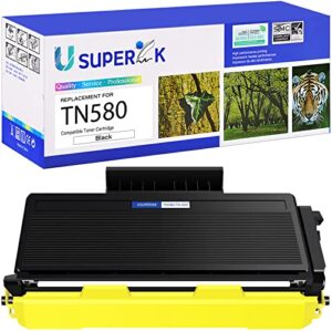 usuperink high yield compatible toner cartridge replacement for brother tn580 tn-580 tn550 tn-550 to work with hl-5250dn hl-5370dw mfc-8480dn mfc-8690dw mfc-8860dn mfc-8890dw printer (1 pack, black)