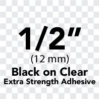 Brother 1/2" (12mm) Black Print on Clear Extra Strength Adhesive P-Touch Tape for Brother PT-D210, PTD210 Label Maker