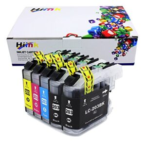 hiink compatible ink for brother lc201 lc203xl use in mfc-j460dw mfc-j4320dw mfc-j4420dw mfc-j4620dw mfc-j480dw mfc-j485dw mfc-j5520dw mfc-j5620dw mfc-j5720dw mfc-j680dw mfc-j880dw mfc-j885dw(5-pack)
