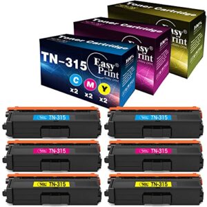 easyprint (color set, 2xcmy) compatible tn315 toner cartridge tn-315 used for brother hl-4140cn/ 4150cdn/ 4570cdw, mfc-9460cdn/ 9465cdn/ 9560cdn/ 9970cdn, dcp-9055cdn/ 9270cdn printers, (6-pack)