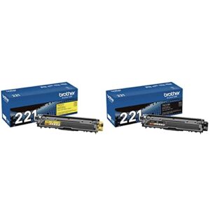 brother printer tn221bk standard yield black toner cartridge and brother printer tn221y standard yield yellow toner cartridge bundle