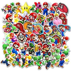 jjlin super mario bros stickers for water bottles 50 pack cute,waterproof,aesthetic,trendy stickers for teens,girls perfect for waterbottle,laptop,phone,travel extra durable vinyl (mario )