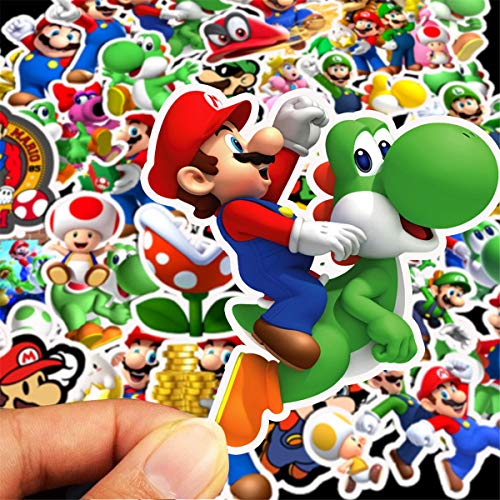 jjlin Super Mario Bros Stickers for Water Bottles 50 Pack Cute,Waterproof,Aesthetic,Trendy Stickers for Teens,Girls Perfect for Waterbottle,Laptop,Phone,Travel Extra Durable Vinyl (Mario )
