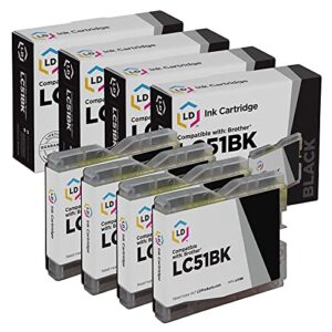 ld compatible ink cartridge replacement for brother lc51bk (black, 4-pack)