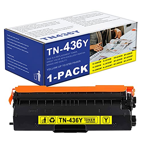 INDI TN436Y TN-436Y Compatible TN436 TN-436 (1 Pack Yellow) Super High Yield Toner Cartridge Replacement for Brother HL-L8360CDW L9310CDW L9310CDWTT MFC-L8610CDW L8690CDW Printer.