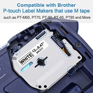 11 Pack, White + 1 Clear + 8 Color Compatible with Brother P Touch Label Maker Tape 12mm 0.47 M Tape M-K231 M-K231S M231 MK231 M-231 for Brother PTouch PTM95 PT-65 PT-70 PT-70bm PT-45 More