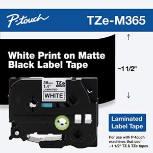 brother p-touch tze-m365 white print on matte black label tape 1.4” (36mm) wide x 26.2’ (8m) long