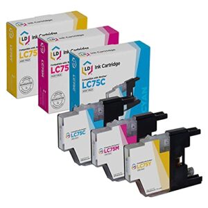 ld products compatible ink cartridge replacement for brother lc75 high yield (cyan, magenta, yellow, 3-pack)