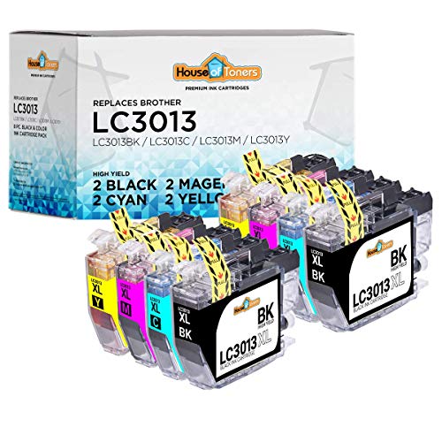 HouseOfToners Compatible Ink Cartridge Replacement for Brother LC3013 XL LC3011 LC3013BK LC3013C LC3013M LC3013Y for MFC-J491DW MFC-J497DW MFC-J895DW (2B/2C/2M/2Y, 8PK)