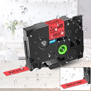 GREENCYCLE Compatible for Brother TZe-421 TZe421 TZ421 TZ-421 AZE Tape 9mm 0.35 Inch 3/8" Black on Red Laminated Label Tape for PTD210 D400AD D600 PT-H100 PTH110 PT1290 PT-1230PC, 2 Pack