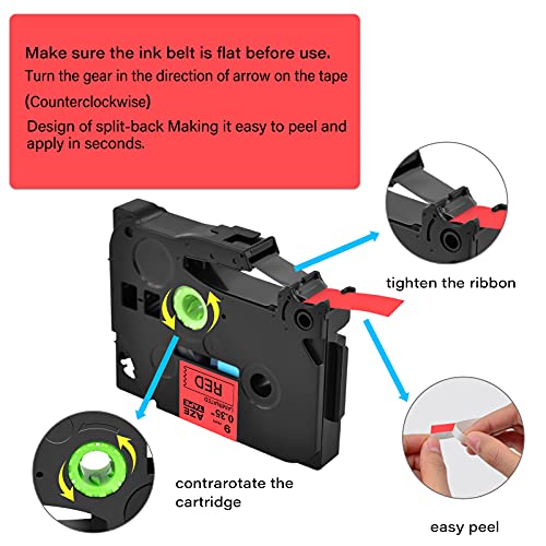 GREENCYCLE Compatible for Brother TZe-421 TZe421 TZ421 TZ-421 AZE Tape 9mm 0.35 Inch 3/8" Black on Red Laminated Label Tape for PTD210 D400AD D600 PT-H100 PTH110 PT1290 PT-1230PC, 2 Pack