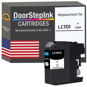 doorstepink remanufactured in the usa ink cartridge replacements for brother lc101 cyan for printers dcp-j152w mfc-j245 mfc-j285dw mfc-j450dw mfc-j470dw mfc-j475dw mfc-j650dw