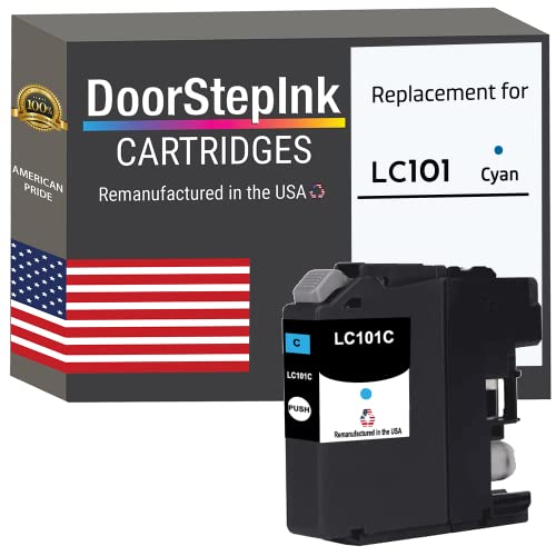 DoorStepInk Remanufactured in The USA Ink Cartridge Replacements for Brother LC101 Cyan for Printers DCP-J152W MFC-J245 MFC-J285DW MFC-J450DW MFC-J470DW MFC-J475DW MFC-J650DW