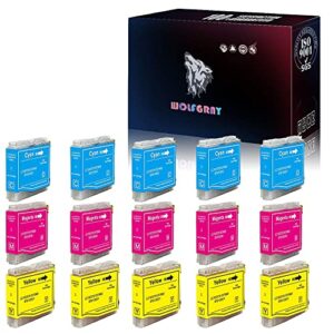 wolfgray 15pk lc51 compatible lc51bk lc51c lc51m lc51y ink cartridge for brother mfc 230c 240c 350c 3360c 440cn 465cn 5460cn 5860cn 665cw 685cw 845cw 885cw dcp 130c 330c 350c intellifax 1360 printer
