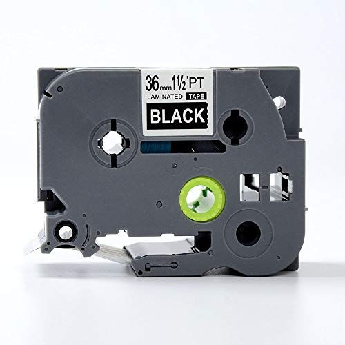 IDIK 1PK White on Black Standard Laminated Label Tape Compatible for Brother P-Touch TZe-365 TZ365 TZe365(36mm x 8m)